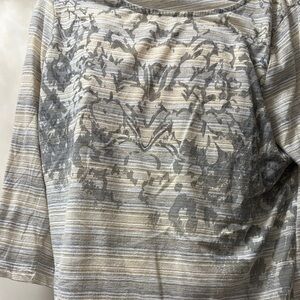 Elegant Gray and yellow Patterned Women's Top, 2 pants, vest and zip up jacket